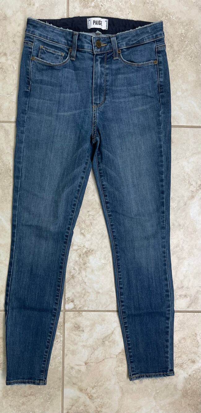 Paige Hoxton Ankle size 27 skinny high rise raw frayed hem denim jeans